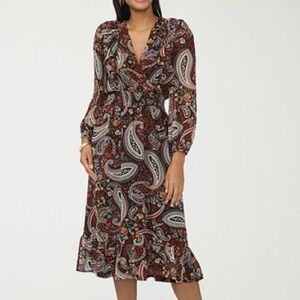 DEX Paisley Collared Button Front Maxi Dress